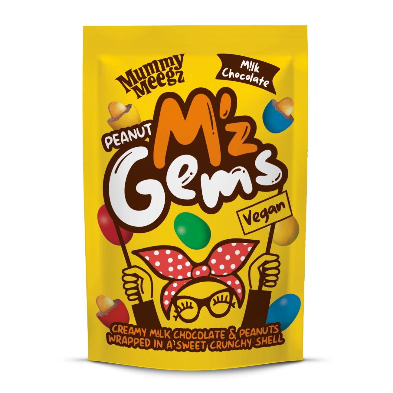 Mummy Meegz M"z Gems - Vegan Creamy M!lk Chocolate & Peanut Gems - 80g