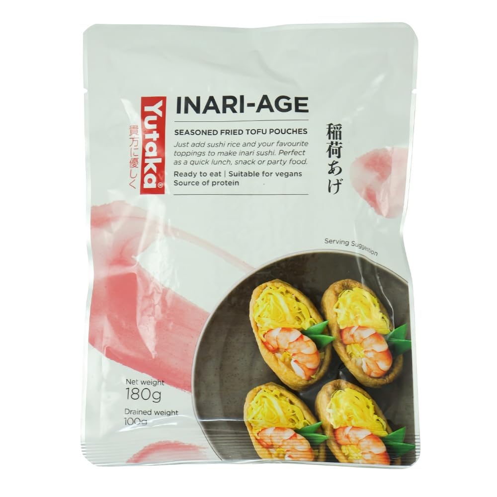 Yutaka Seasoned Soybean Curd Sushi Pockets Inari 10pc (180g) | Ready-to-Use Vegan Tofu Pouches