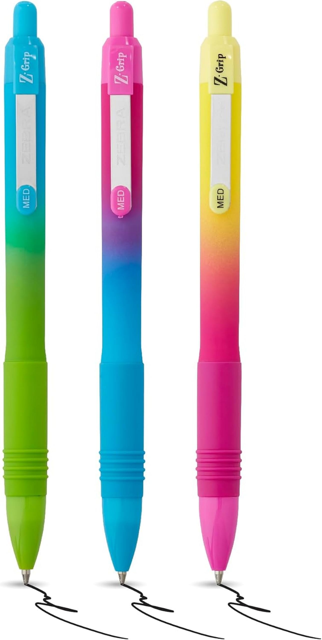 Zebra Pen Z-Grip Soft Touch Ballpoint Pens - Black Ink, 1.0mm Medium Point, 3 Pack