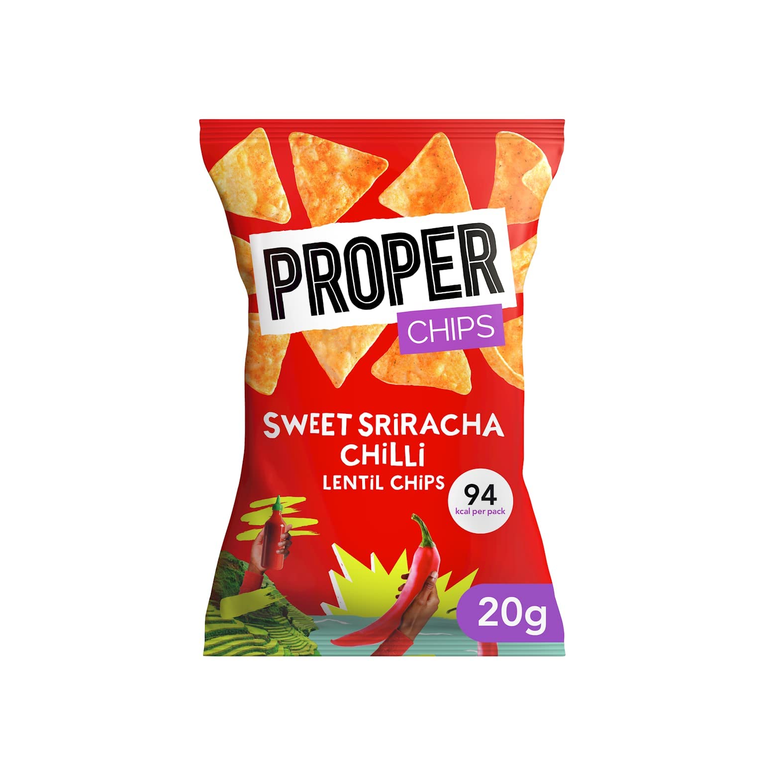 PROPER - Linsenchips, süße Sriracha-Chili, vegane, glutenfreie Snacks, 20er-Pack 4