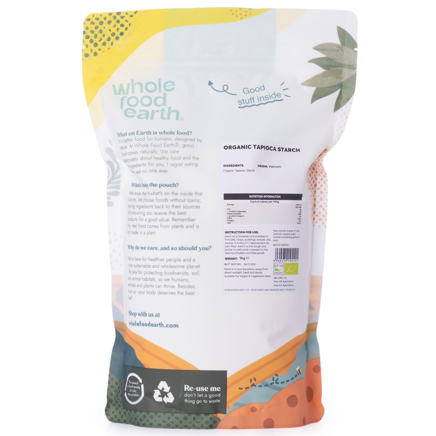Wholefood Earth Bio-Tapiokastärke – 1 kg | Gentechnikfrei | Bio-zertifiziert 3