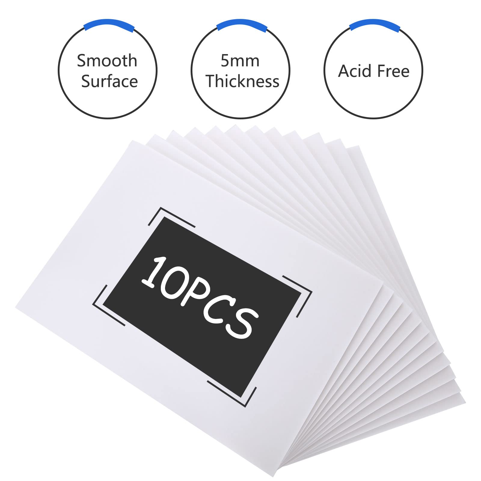 ASelected White Foam Boards - A3 (420x297mm), 5mm Thick, 10 Pack | Rigid & Lightweight 4