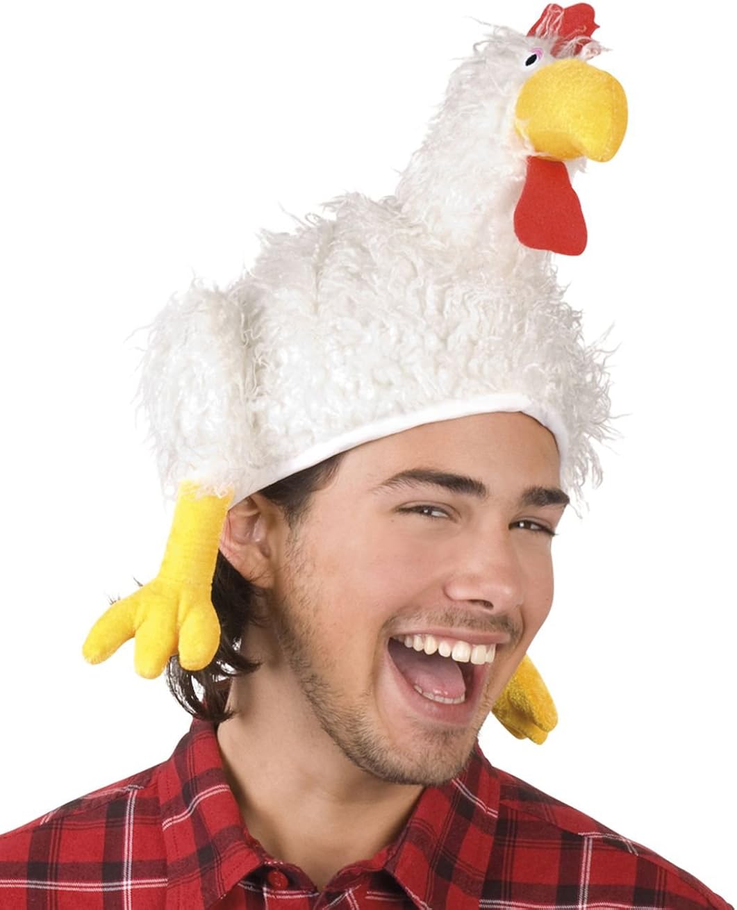 Boland Chicken Carnival Hat for Adults, Fluffy White Wool Theme Party Hat