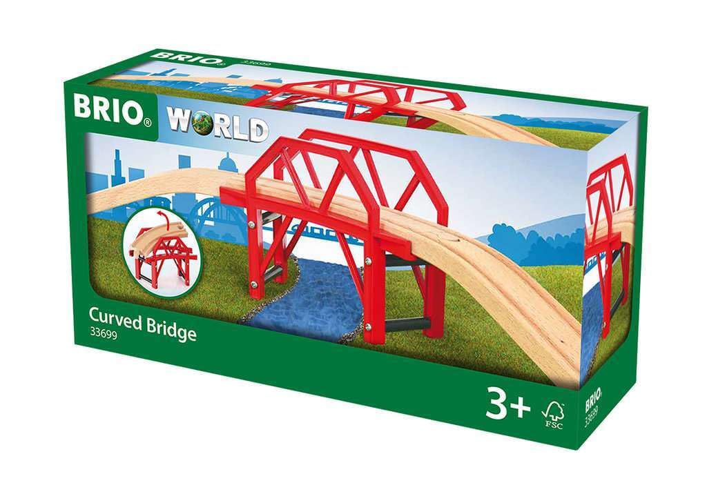 BRIO World Curved Train Bridge Wooden Railway Accessory Set for Kids 3+