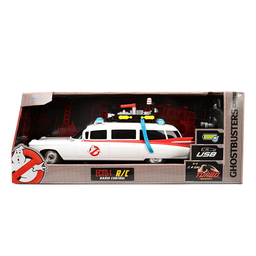 Jada Ghostbusters Ecto-1 1:16 Scale Remote Control Car - Full-Function RC Vehicle for Kids 6+