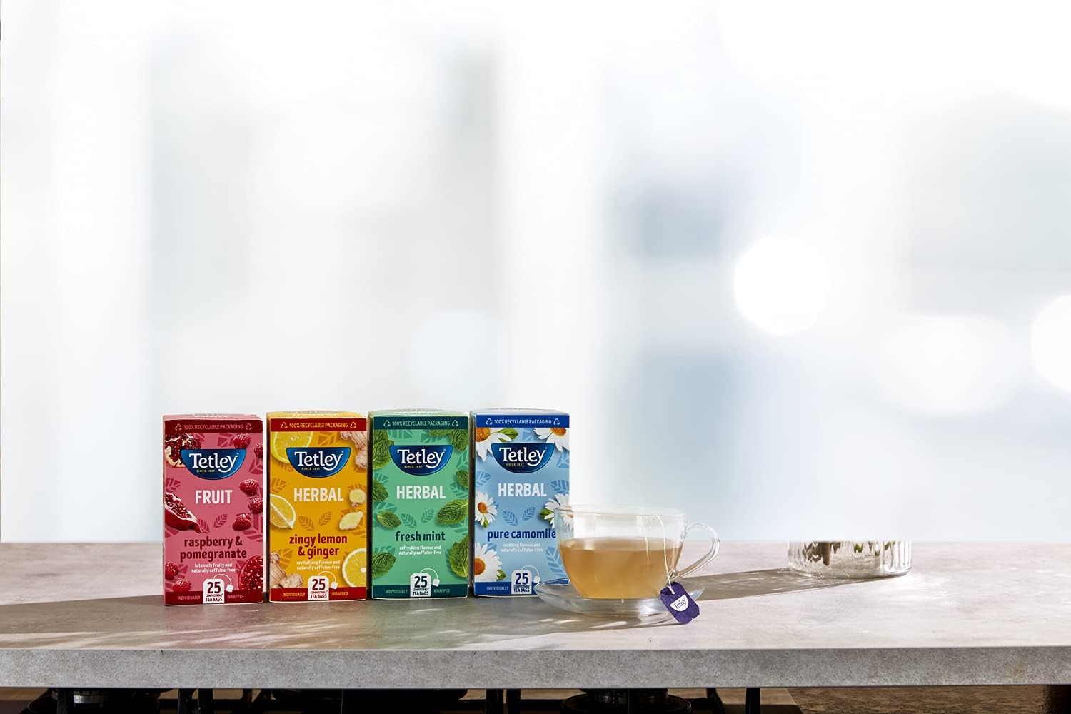 Tetley Mixed Fruit Tea Variety Pack - Assorted Flavours 3x2x25s, Pack of 6