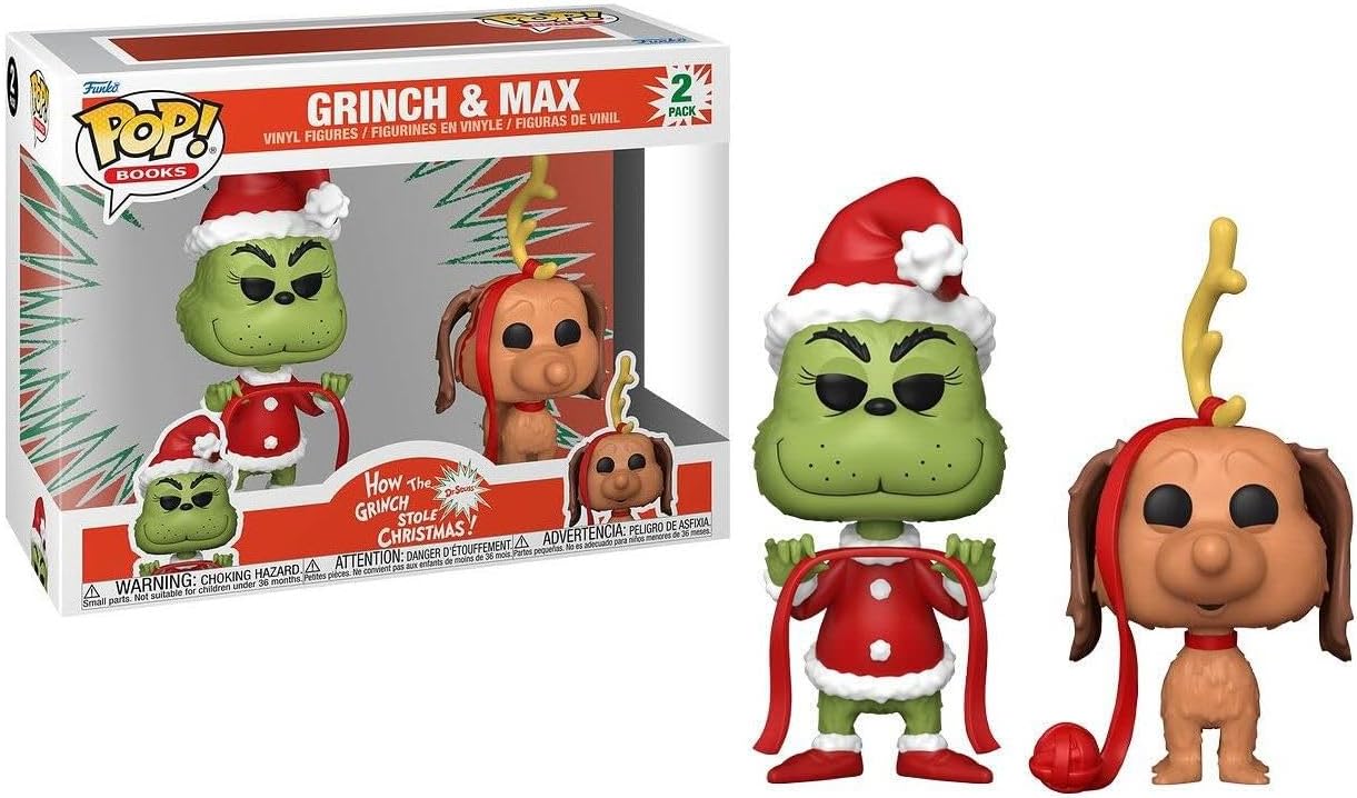 Funko Pop! Bücher Wie der Grinch Weihnachten gestohlen hat – Der Grinch mit Max Vinylfigur 2er-Pack (72505)
