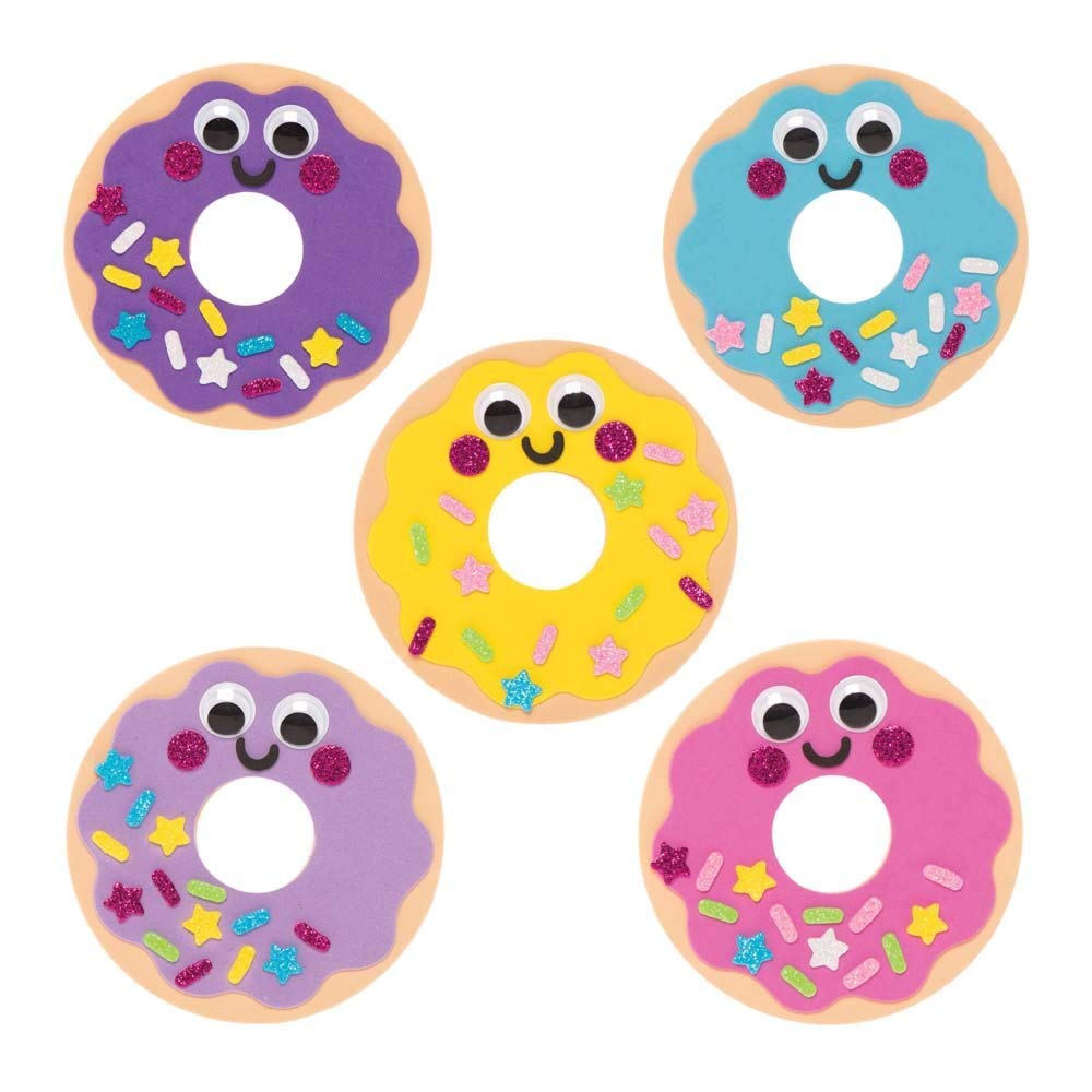 Baker Ross FE406 Donut Mix & Match Magnet Kits - Pack of 8 Foam Craft Magnets for Kids 3
