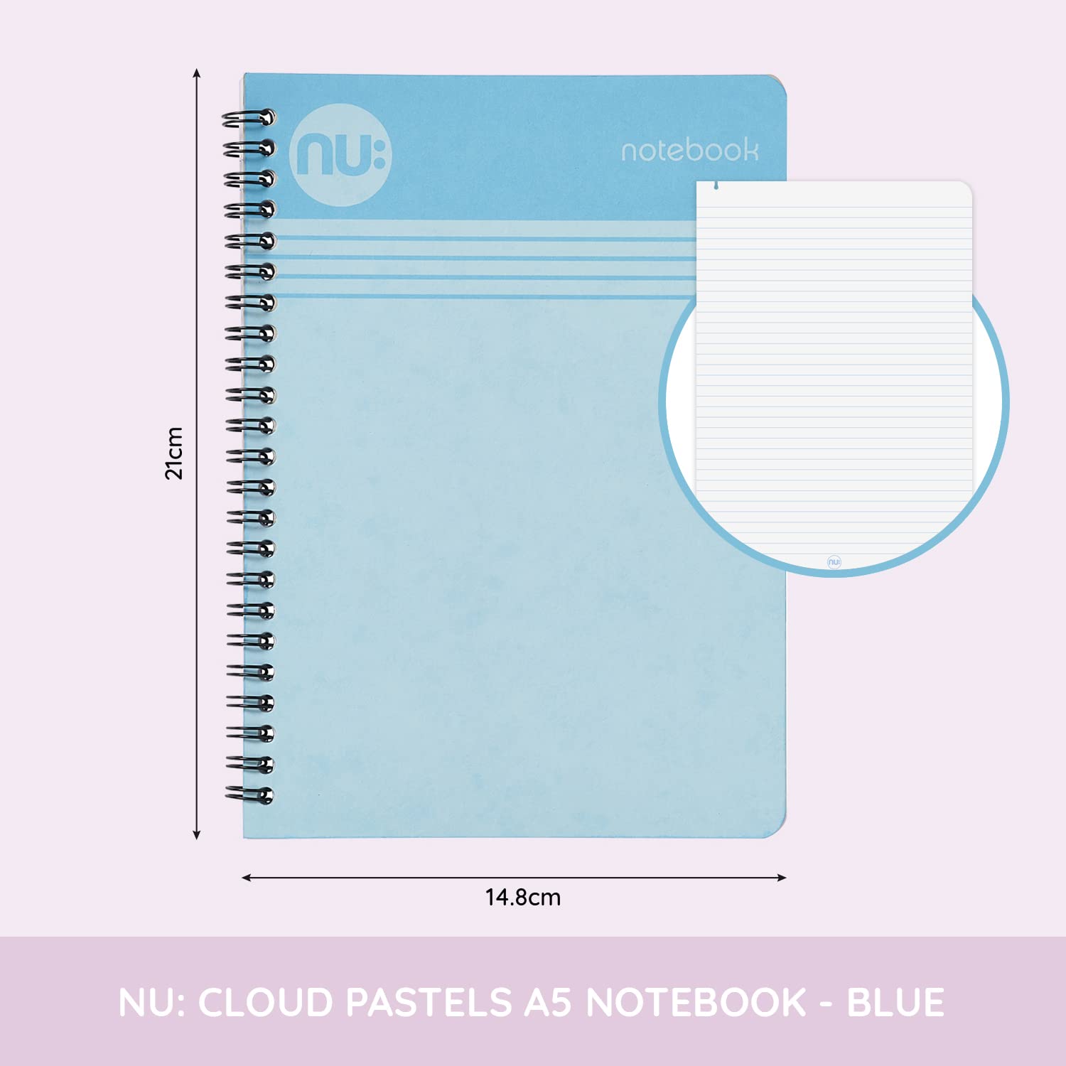 nu: Cloud Pastels A5 Wirebound Notebook - Ruled Pages | 80gsm FSC Paper | Soft Cover 2