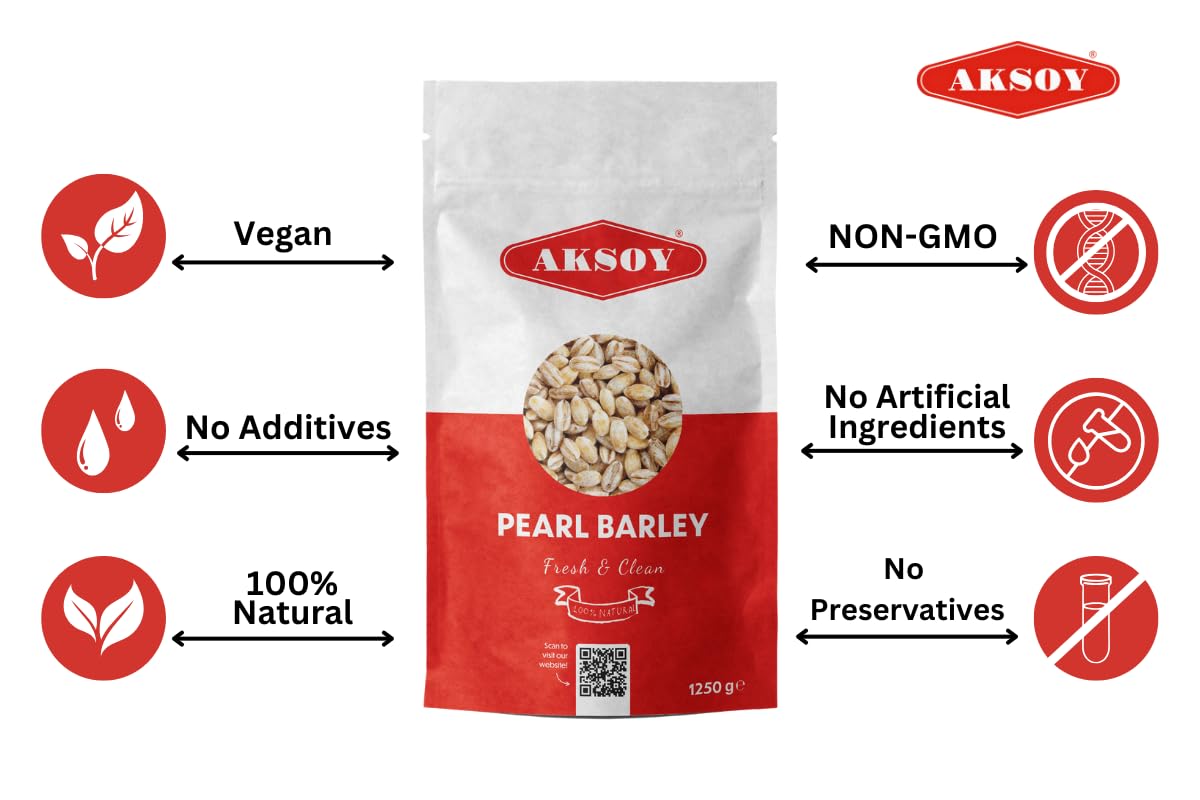 AKSOY Wholefoods Pearl Barley - 1.25KG Bag | High Fiber Grain for Soups & Salads 8
