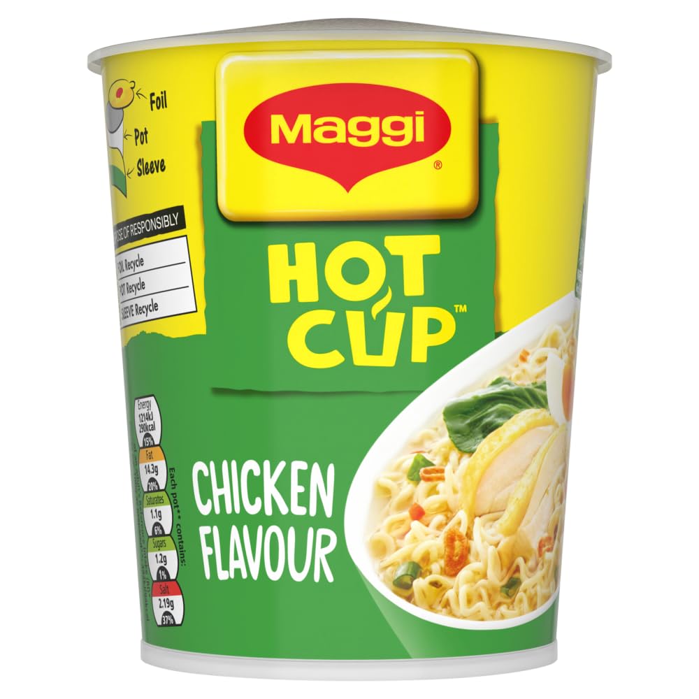 Maggi Hot Cup Chicken Noodles 59.2g (Pack of 8) - Authentic Malaysian Flavour