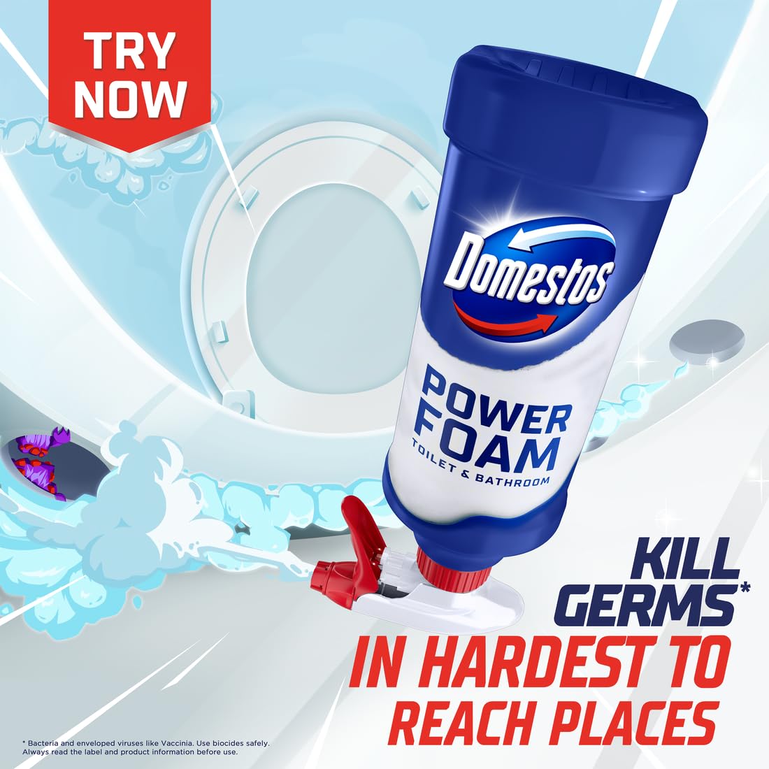 Domestos Power Foam Arctic Fresh Toilet & Bathroom Cleaner Spray - 450 ml
