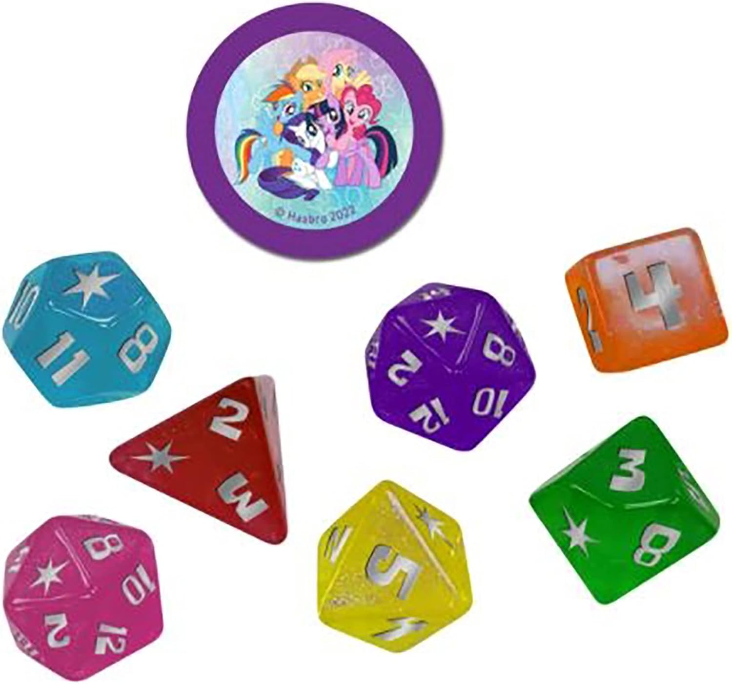 Renegade Game Studios My Little Pony Roleplaying Game Dice Set - 8-Piece RPG Accessory with Themed Dice and Coin