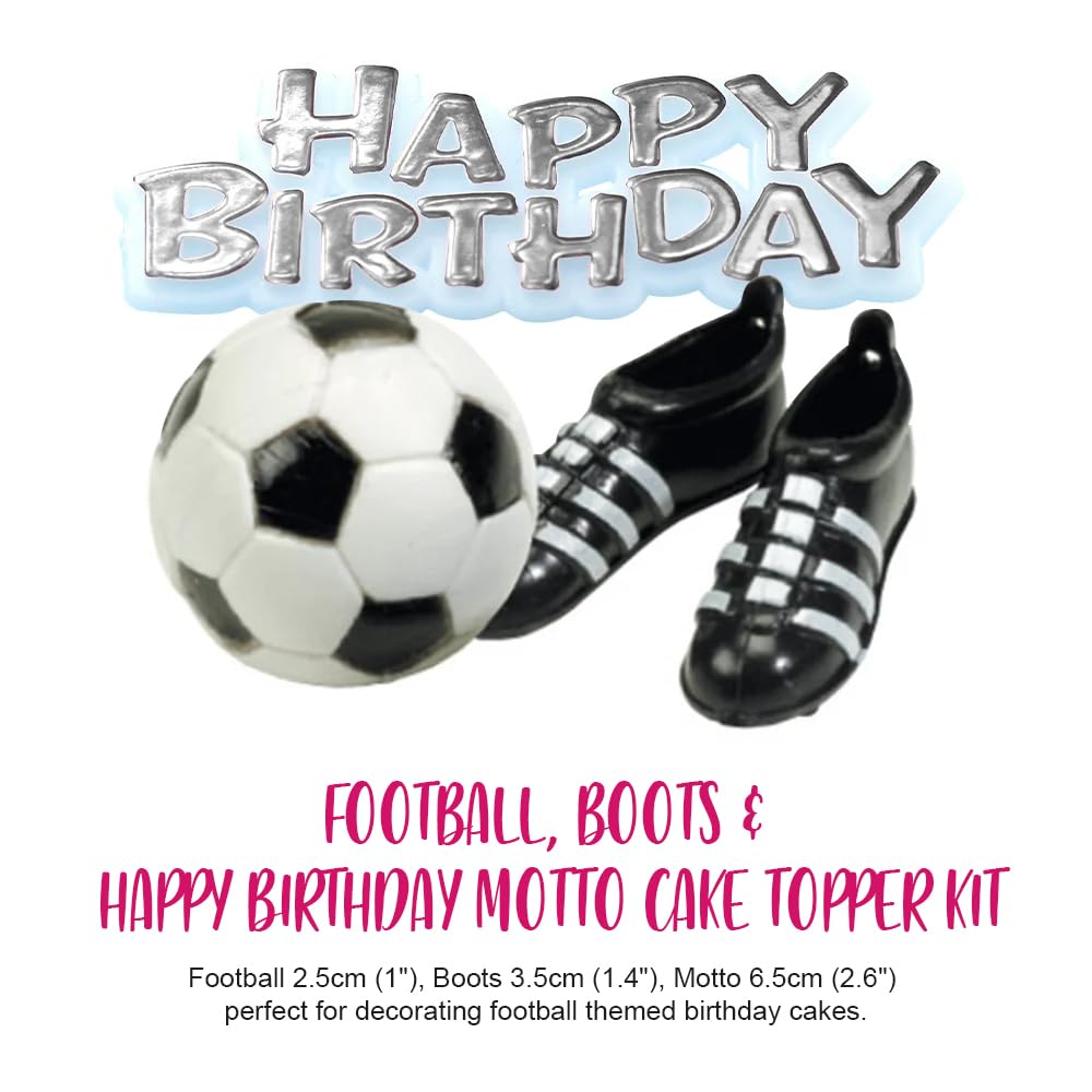 Anniversary House Football Cake Topper Kit - 3-Piece Reusable Set with Boots & Birthday Motto 3