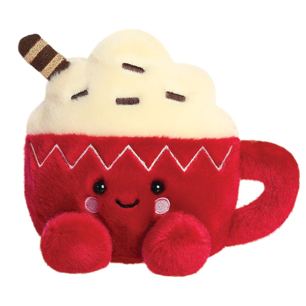 Aurora Palm Pals Cassia Hot Cocoa 5In Soft Toy - Red & White Plush, Bean-Filled Cuddly Stuffed Animal
