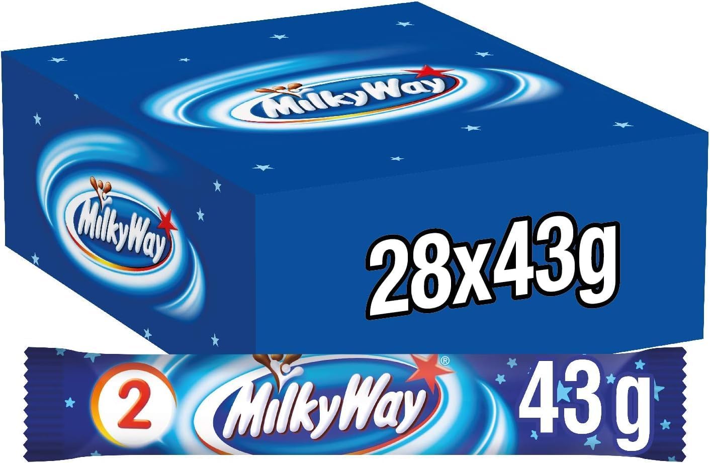 Milky Way Milk Chocolate & Nougat Bars Bulk Box (28 x 43g)
