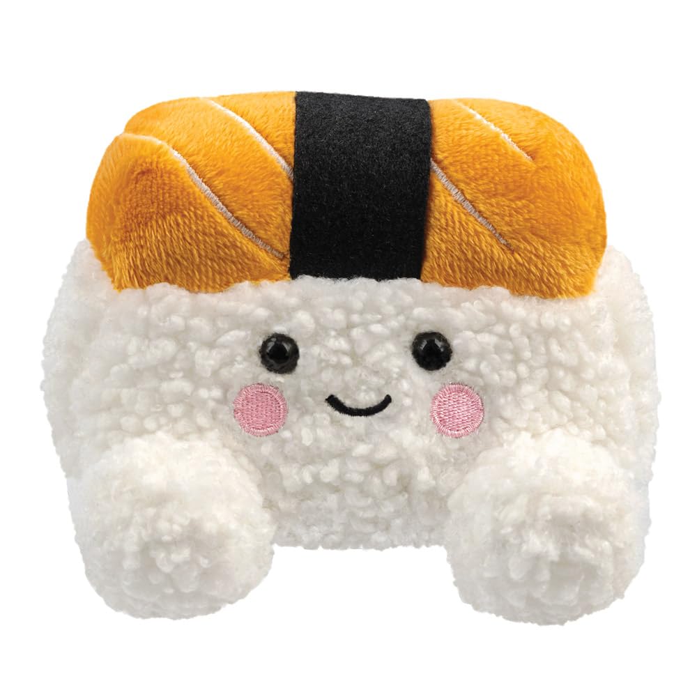 AURORA Palm Pals Suhiro Salmon Sushi Soft Toy 13cm White & Orange Collectible 1