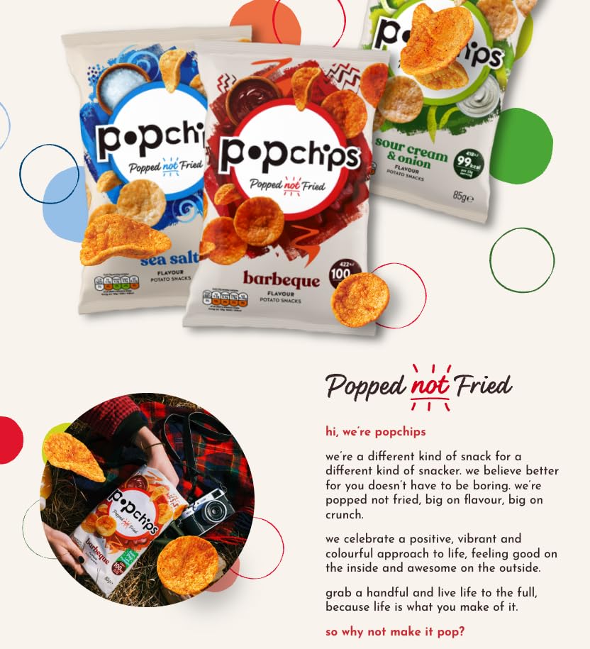 Popchips Sour Cream and Onion Popped Potato Chips - 24 Pack (23g Each), No Artificial Flavours, Vegan Friendly 3