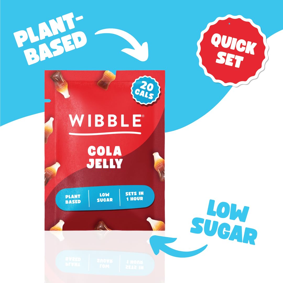 Wibble Cola Natural Jelly Crystals, Plant-Based Low Sugar Quick Set Jelly Powder, 12 Pack 4