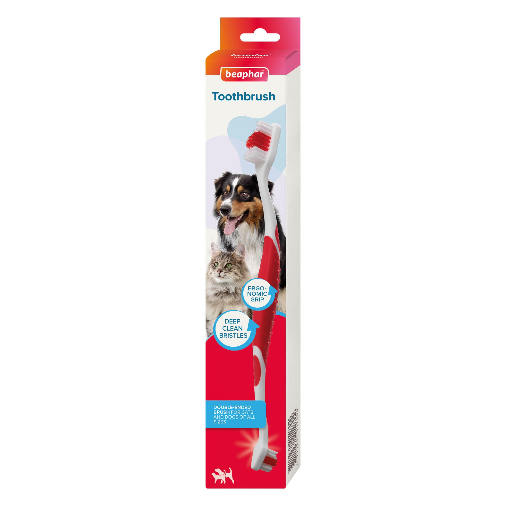 Beaphar Double-Ended Toothbrush for Cats and Dogs | Ergonomic Grip | Deep Cleaning Bristles