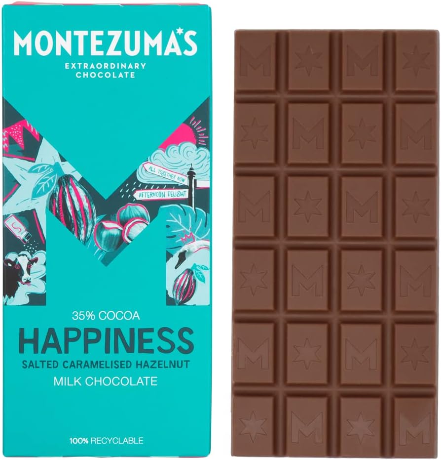 Montezuma - Happiness 35% Kakao Milchschokolade mit gesalzenen karamellisierten Haselnüssen 90g