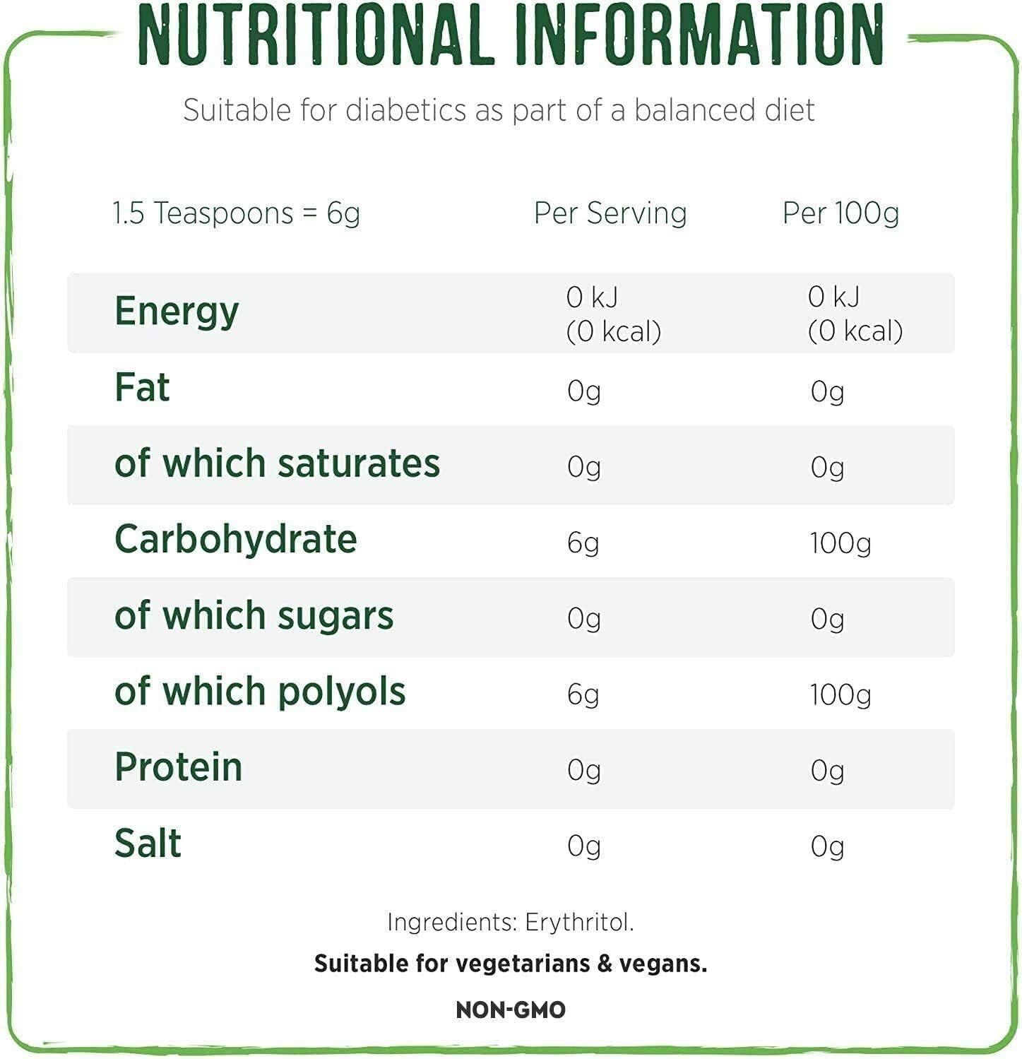 Pure Via Erythritol 1kg – Zero Calorie, Keto & Vegan Sugar Alternative Powder