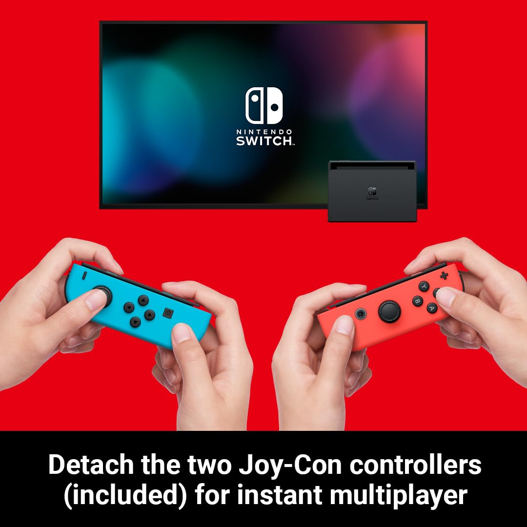 Nintendo Switch (Neon Red/Neon Blue) with Switch Sports Pre-Installed & 12-Month Online Membership