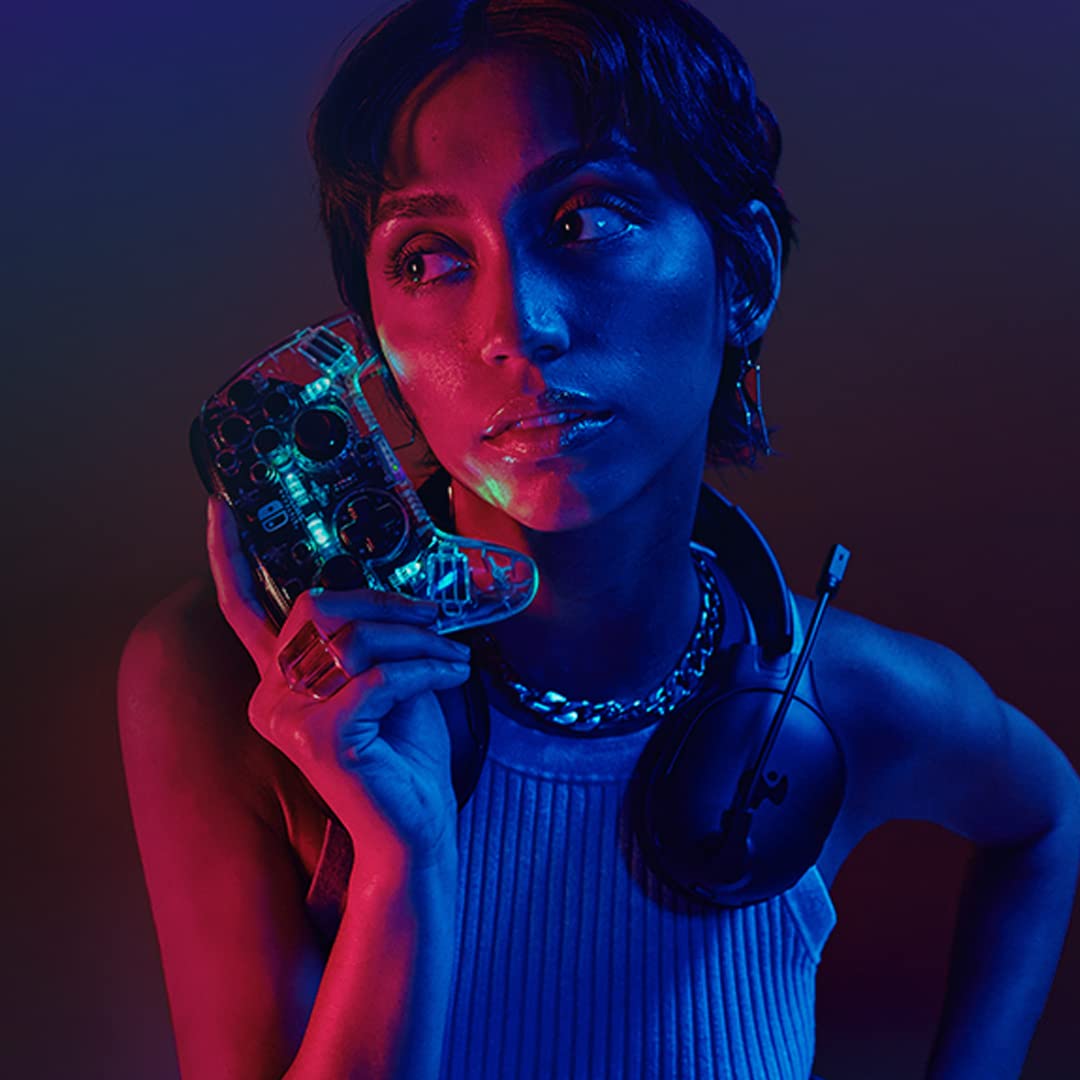 Afterglow LED Wireless Deluxe Gaming Controller - Licensed by Nintendo for Switch and OLED - RGB Hue Color Lights - See through Gamepad Controller - Paddle Buttons 3