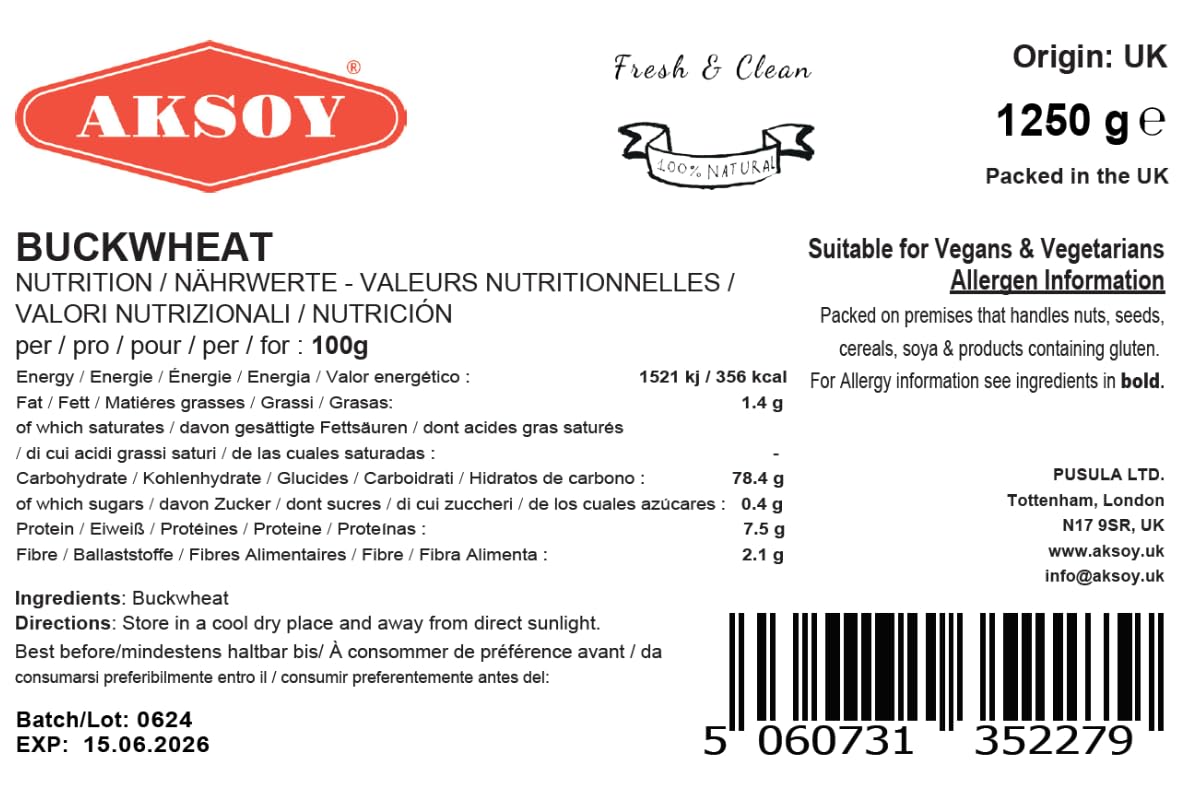 AKSOY Buckwheat 1.25KG Hulled Buckwheat Groats – Raw, Vegan, Non-GMO Whole Grain 3