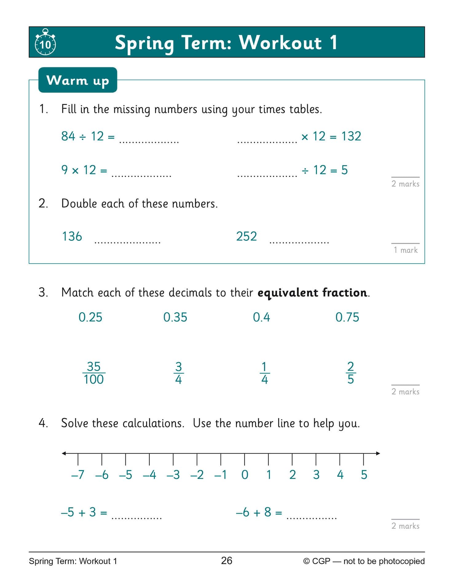 CGP KS2 Maths 10-Minute Weekly Workouts - Year 5 Study Aid | Paperback | English 2