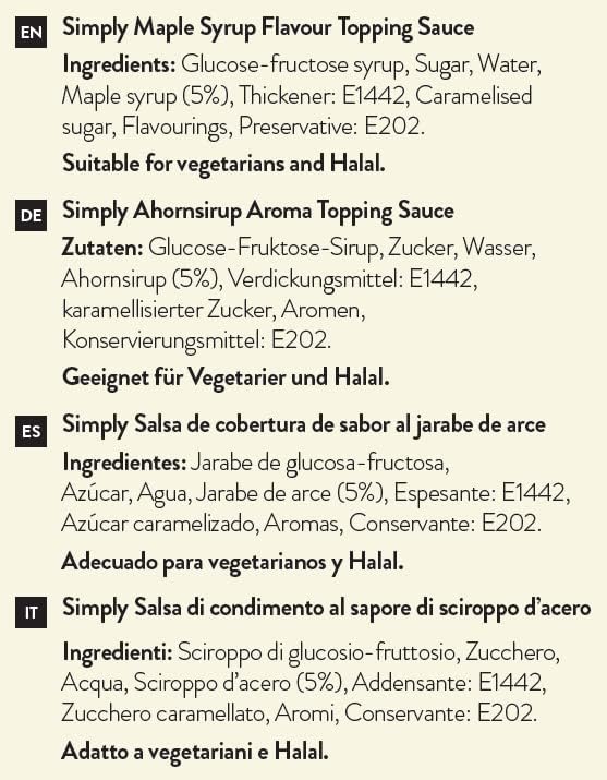 Simply - Ahornsirup-Topping-Sauce, milchfreie Dessertsauce für Eis, Pfannkuchen und Getränke