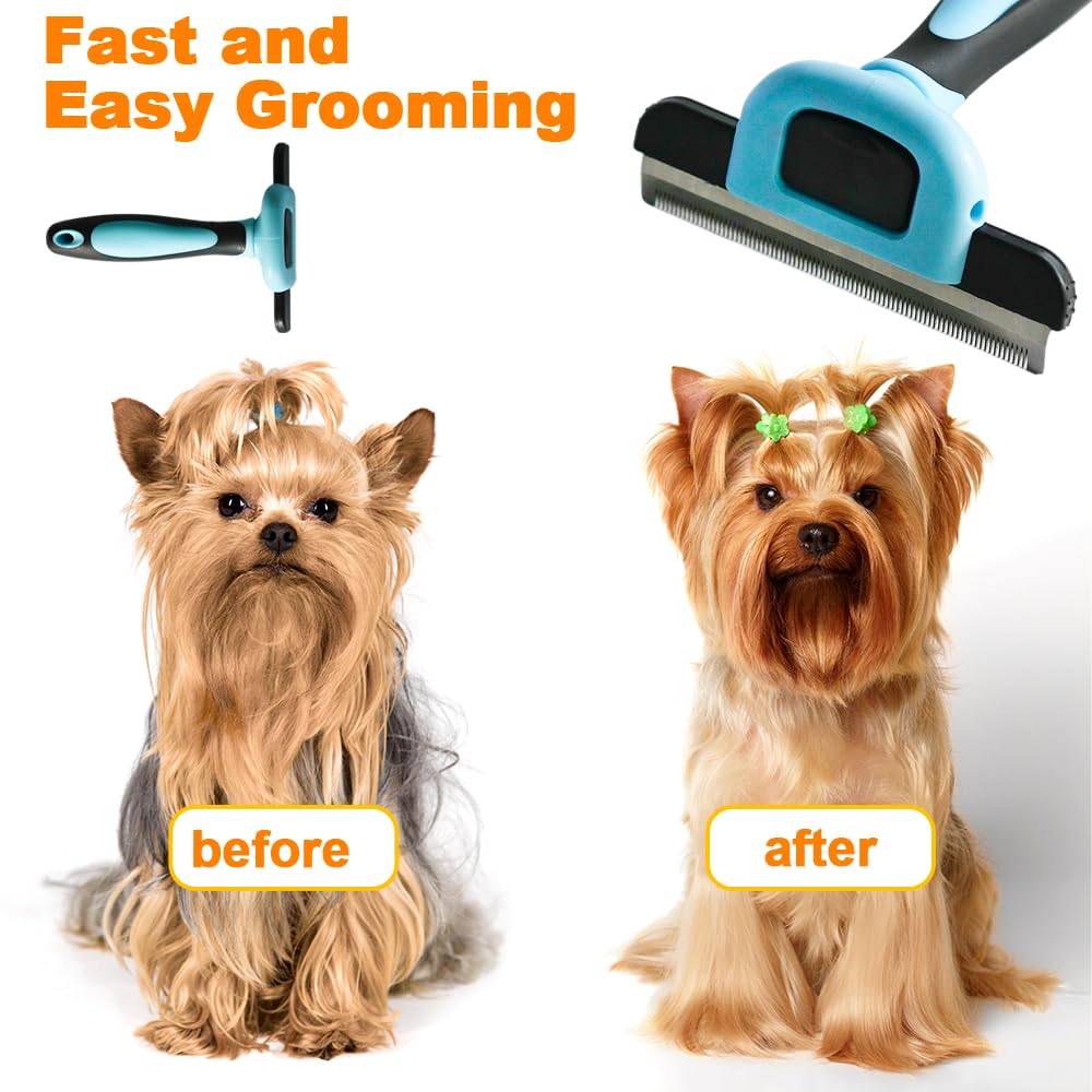 RAM ONLINE Double Sided Deshedding Dematting Comb for Dogs & Cats | Stainless Steel | Blue 6