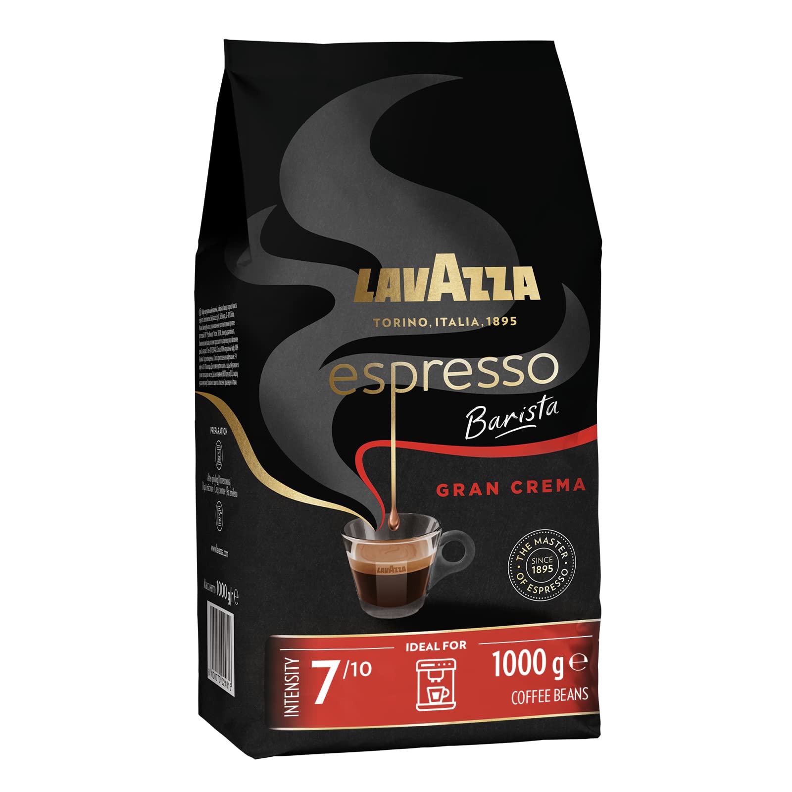 Lavazza Barista Gran Crema Whole Bean Coffee - 1kg Drum Roast Arabica & Robusta Blend