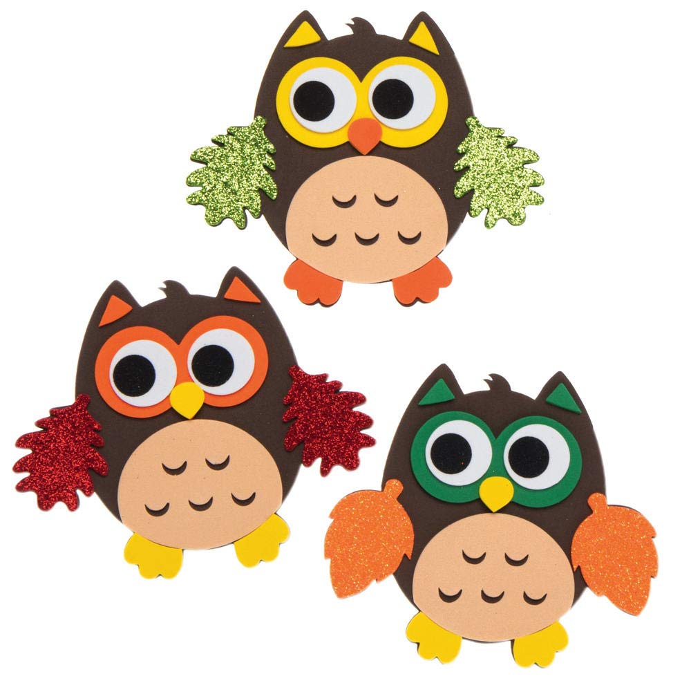 Baker Ross AX161 Autumn Owl Magnet Craft Kit - 8-Pack for Kids