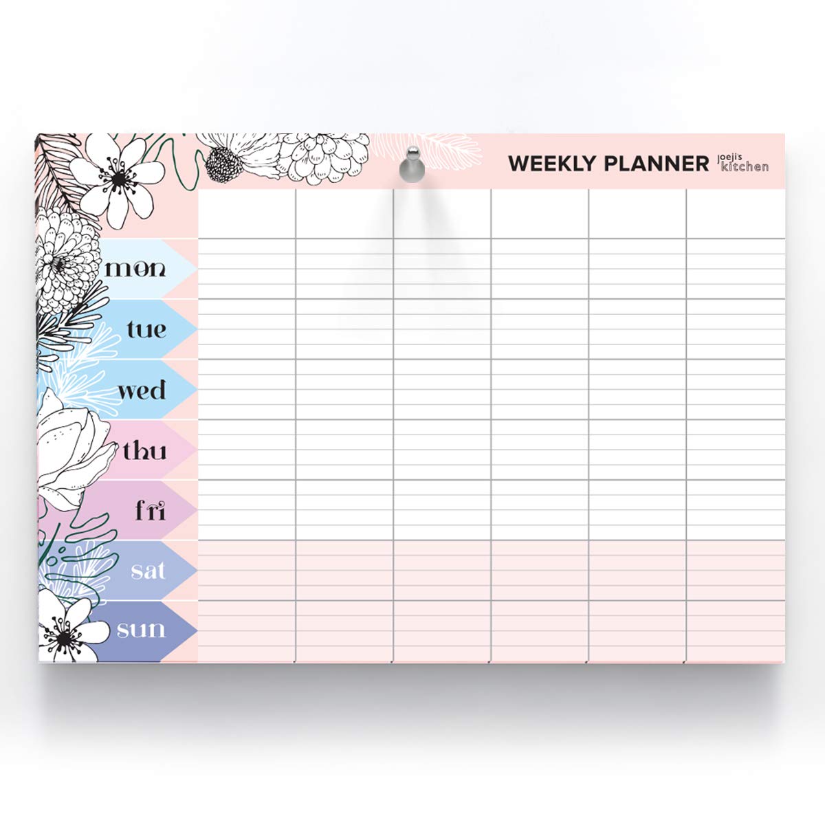 joeji's Kitchen Weekly Planner Pad - 60 Sheets | Pink A4 | Meal Planning
