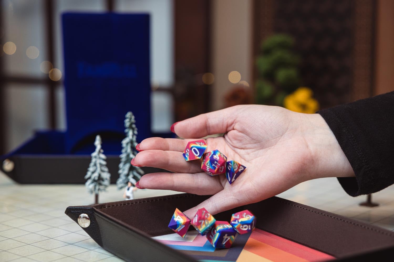 Metallic Dice Games FanRoll Pride Sharp Edge 16 mm Silikonkautschuk Polyeder Würfel Set 9