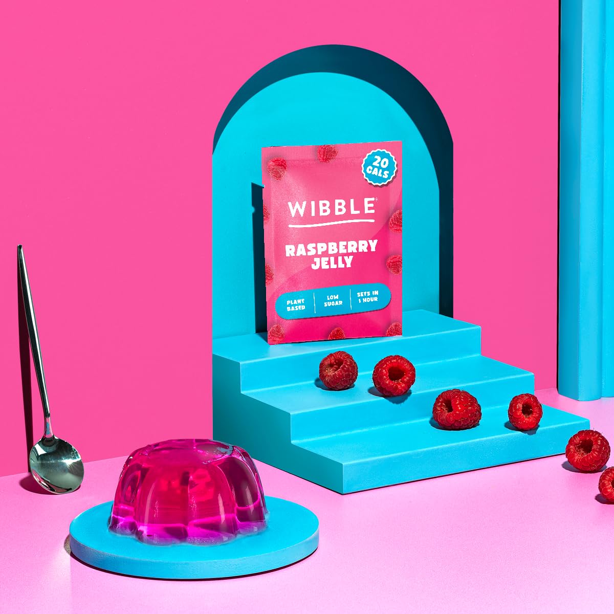 Wibble Raspberry Jelly Crystals - Plant-Based, Low Sugar, Quick-Set Vegan Jelly Powder, 12 Pack (24 Servings) 5