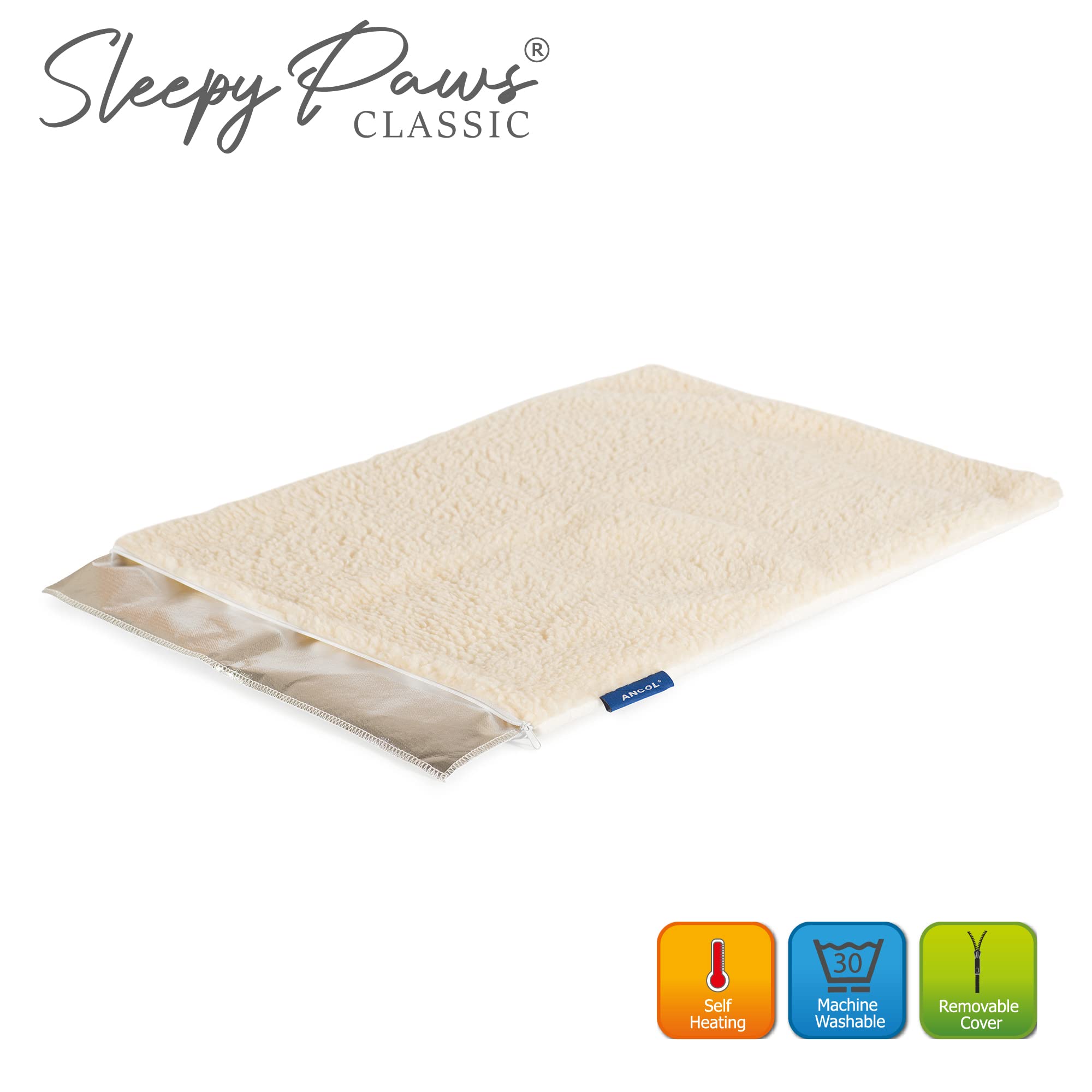 Ancol Sleepy Paws Self Heating Pet Pad Small 48x38cm Cream Rectangular Mat for Dogs and Cats 6