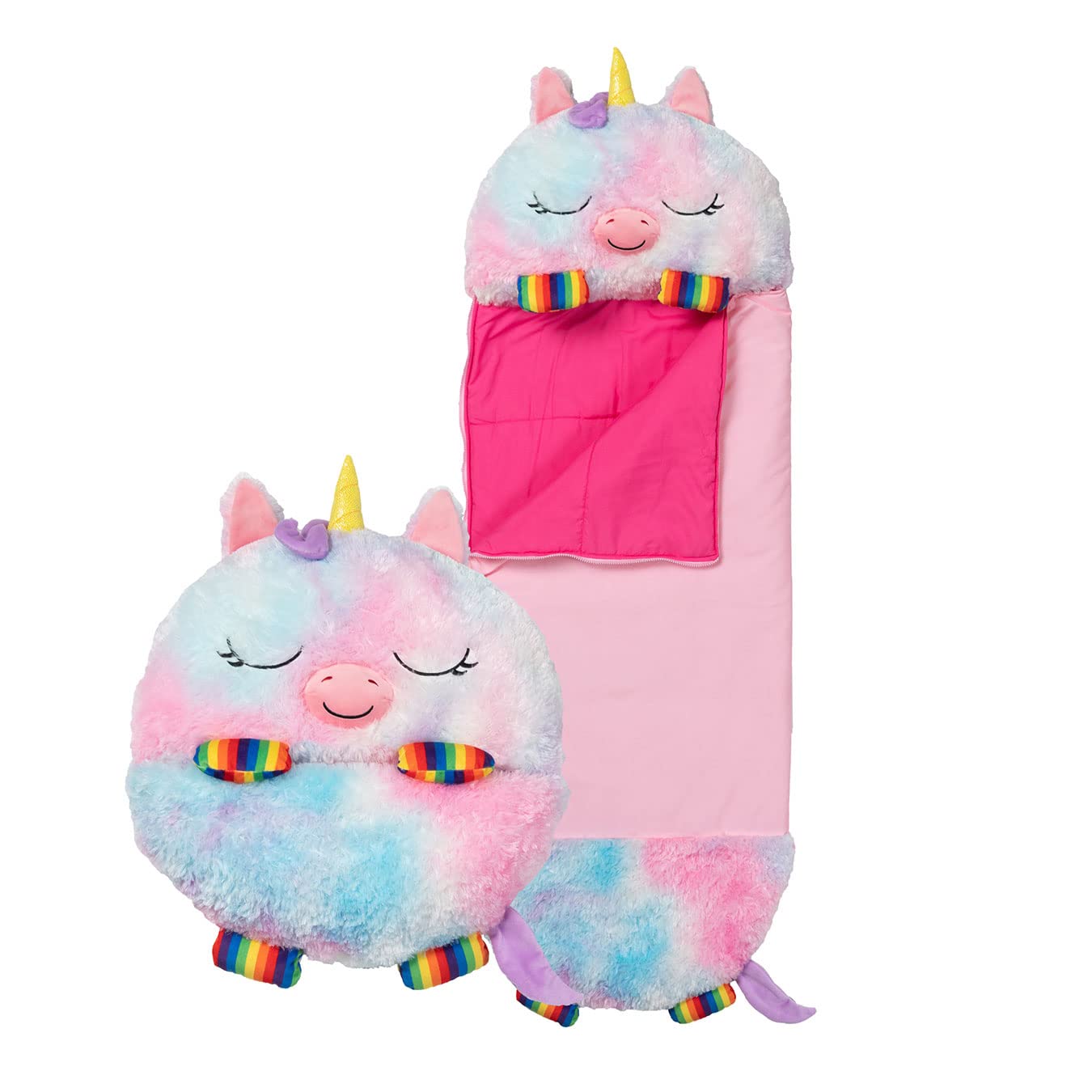 Happy Nappers Kids Sleeping Bag Rainbow Unicorn - Plush Toy & Comfy Sleeping Bag for Unisex Youth