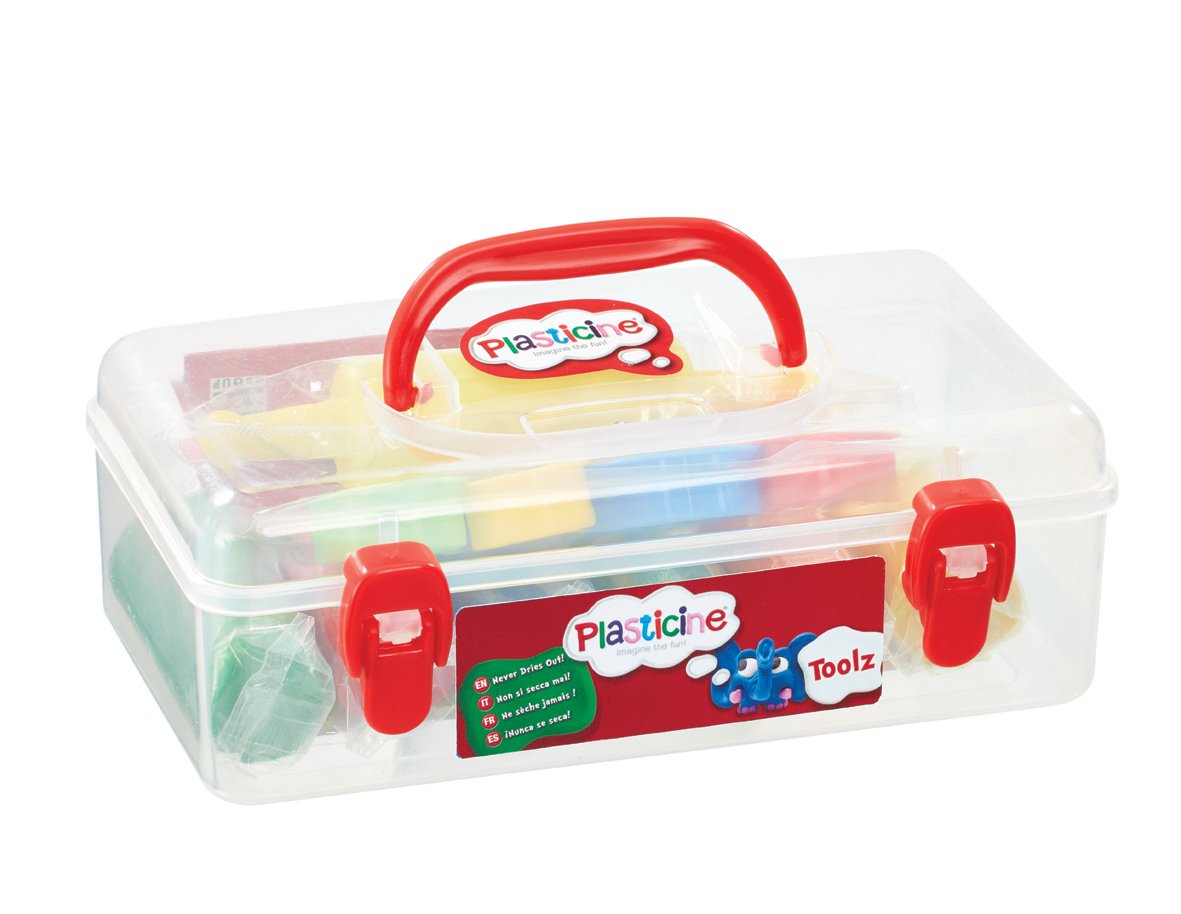 Plasticine Toolz Tool Box - 7 Colors, 5 Cutters, Roller & Tool | Ages 5+ | Multicolor