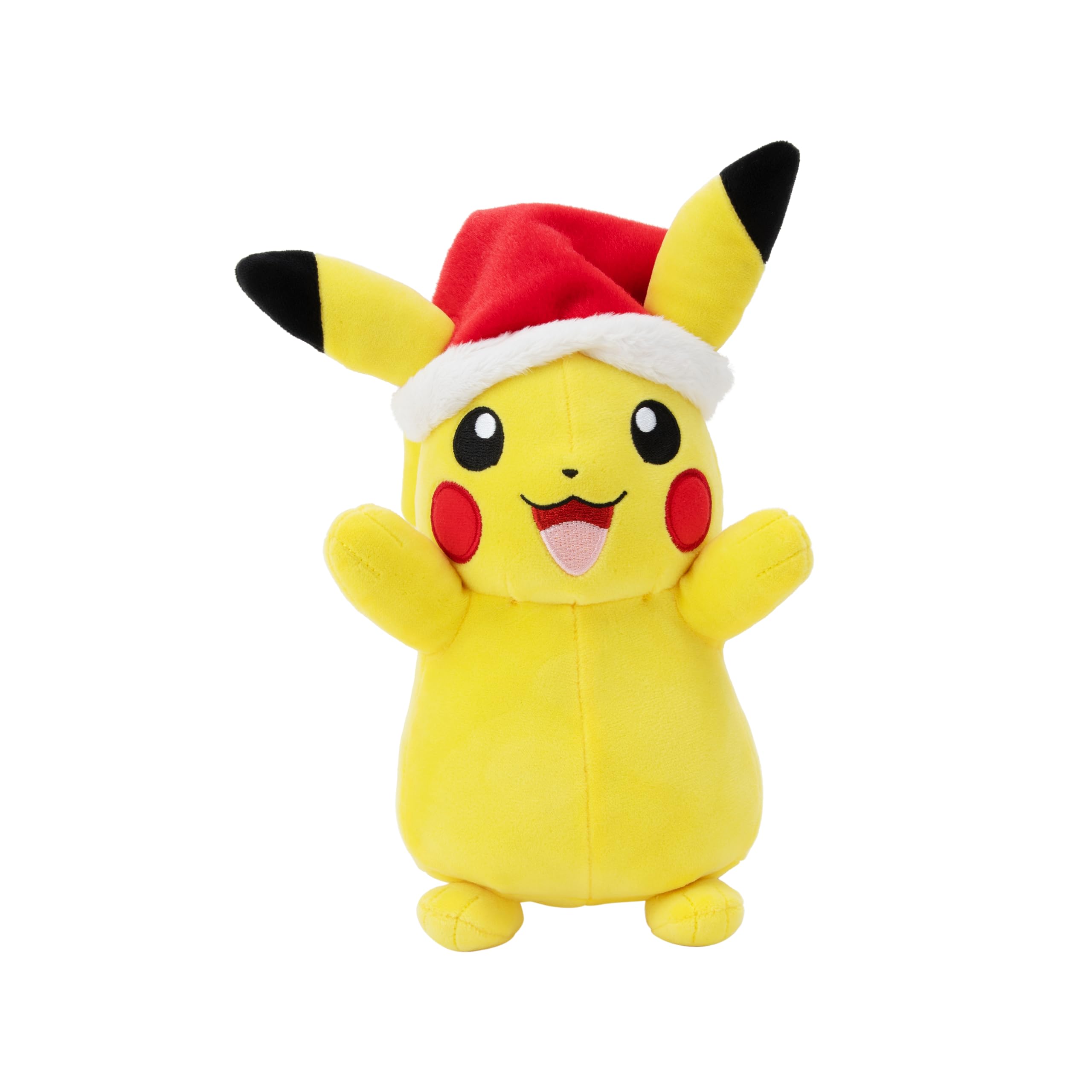 Pokémon Pikachu with Santa Hat Stuffed Animal Plush - 8 Inch | Polyester | Ages 2+