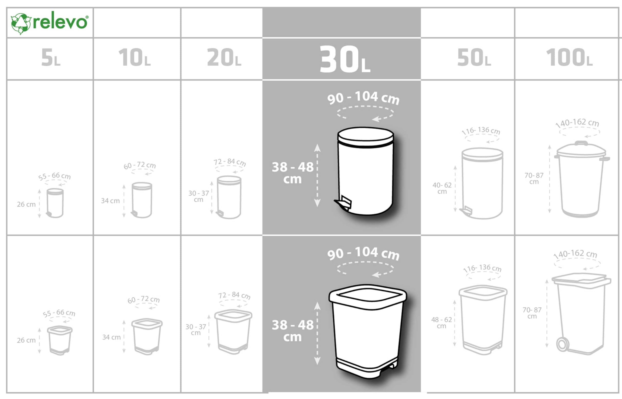 Relevo Green Drawstring Bin Bags - 30L (45 Bags) | Extra Strong | 100% Recycled LDPE from Greenhouses