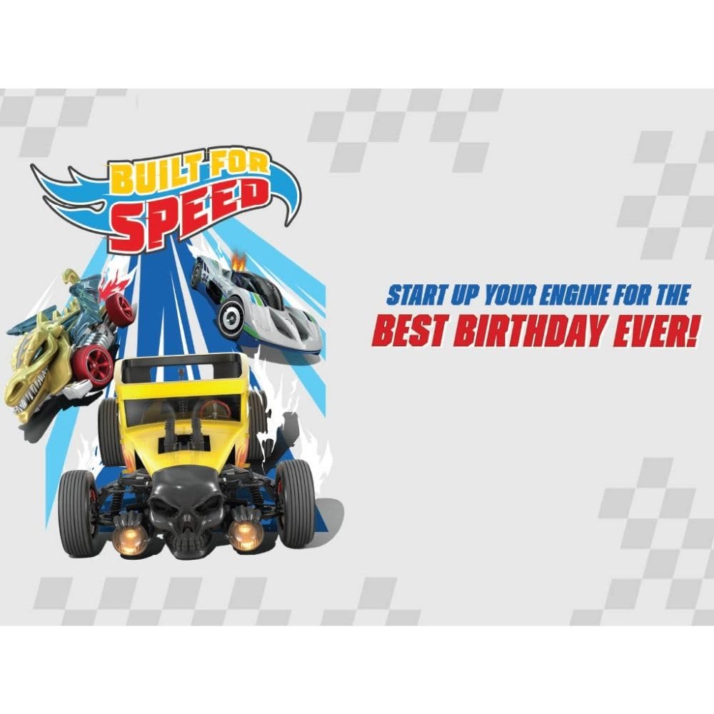 Danilo Promotions LTD Hot Wheels Birthday Card with Dynamic Lenticular 3D Effects | 17cm x 23cm 3