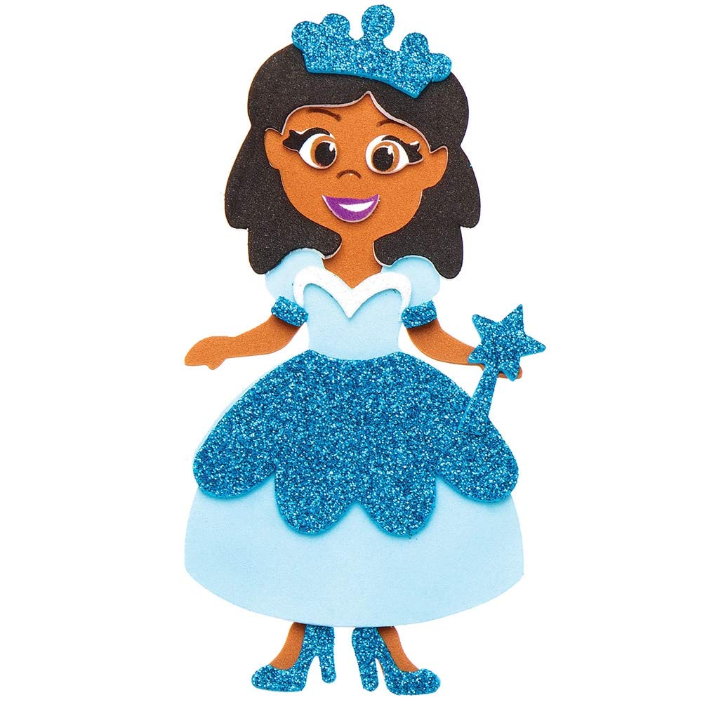 Baker Ross Princess Mix & Match Magnet Kits - 8 Pack Foam Craft Activity for Kids