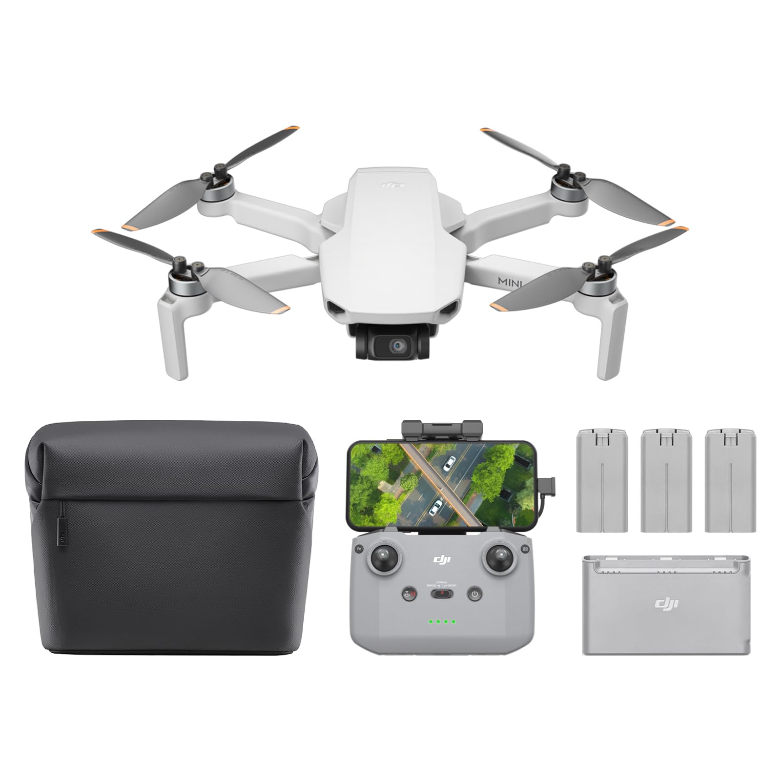 DJI Mini 4K Fly More Combo Drone with 4K UHD Camera, 3 Batteries, Charging Hub & Shoulder Bag - Grey