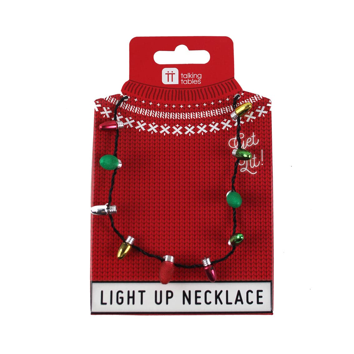 Talking Tables Christmas Light Up Necklace - Multi-Color Holiday Party Accessory, 22cm