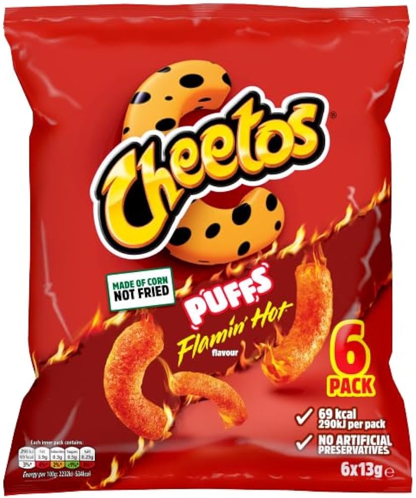 Cheetos Puffs Sweet and Spicy Flamin Hot Multipack Crisps 6x13g
