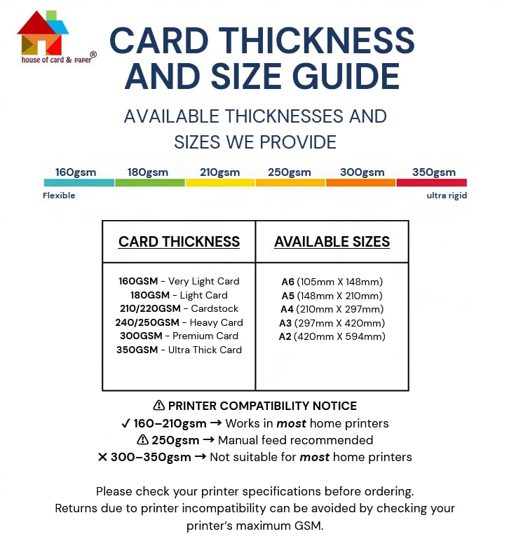 House of Card & Paper White A4 Card Stock - 300 gsm, 100 Sheets | Double Sided Smooth Finish