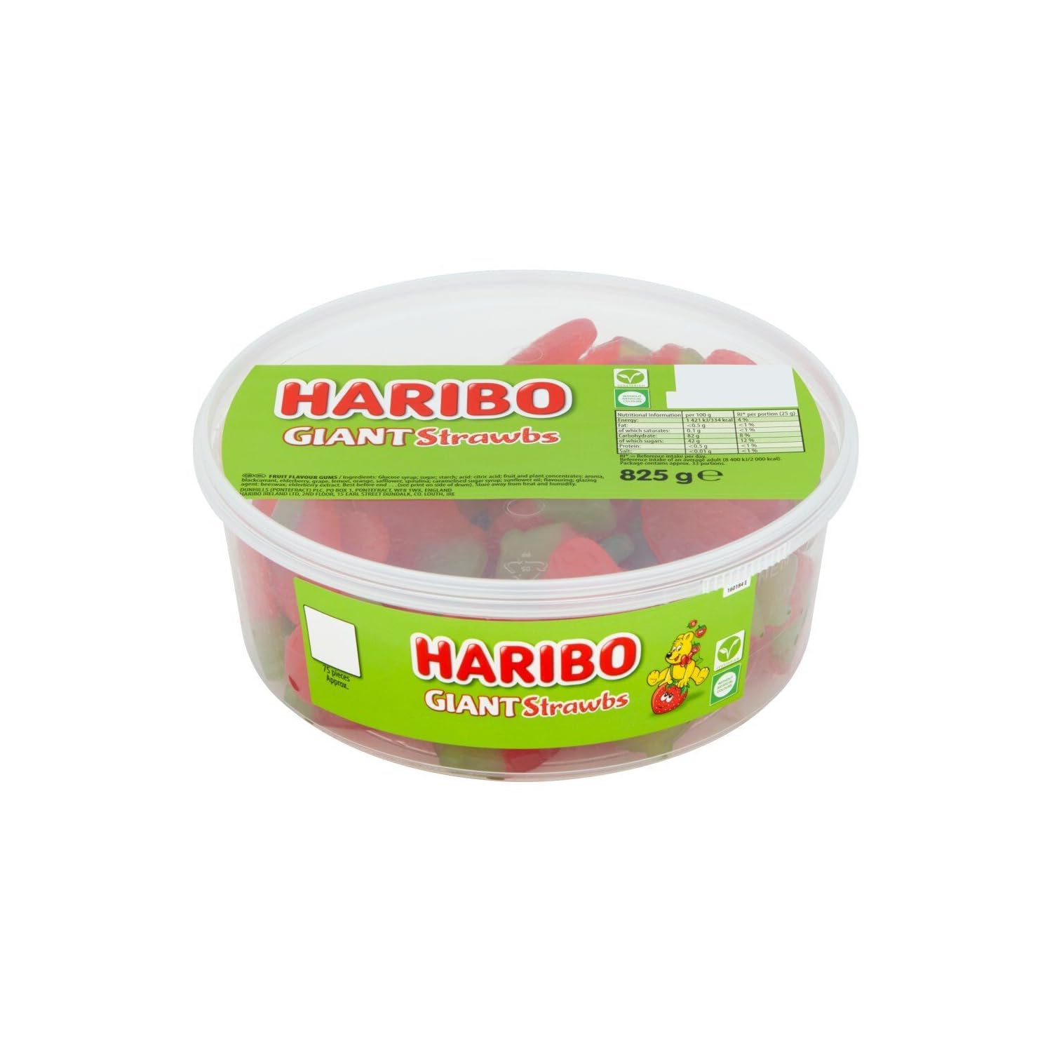 HARIBO Giant Strawbs Strawberry Flavoured Chewy Sweets - 75 Pieces Tub 4