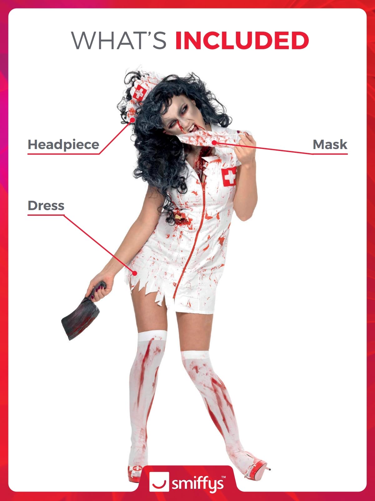 Smiffys Ladies Zombie Blood Stained Nurse Costume - Small 3